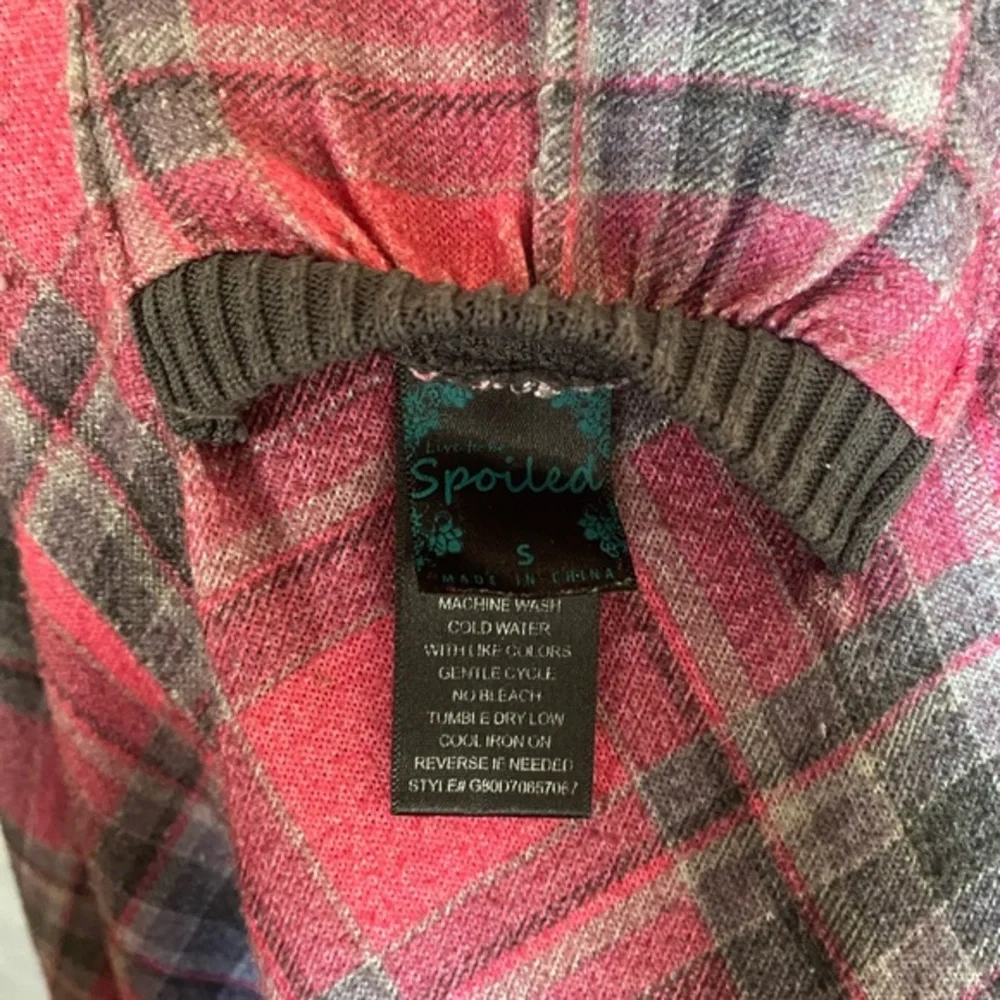 Spoiled Girls Grey And Pink‎ Sherpa Plaid Reversible Jacket sz S
